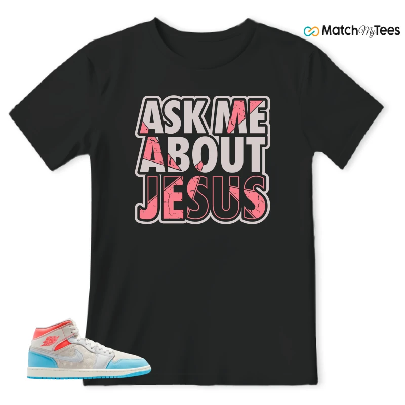 NIKE AIR JORDAN 1 MID SAIL HOT LAVA BLUE CHILL SNEAKER Matching Tees t-shirt