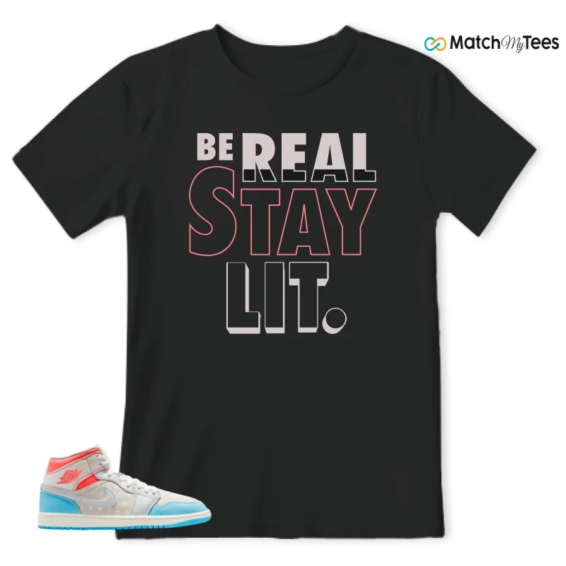 NIKE AIR JORDAN 1 MID SAIL HOT LAVA BLUE CHILL SNEAKER Matching Tees t-shirt
