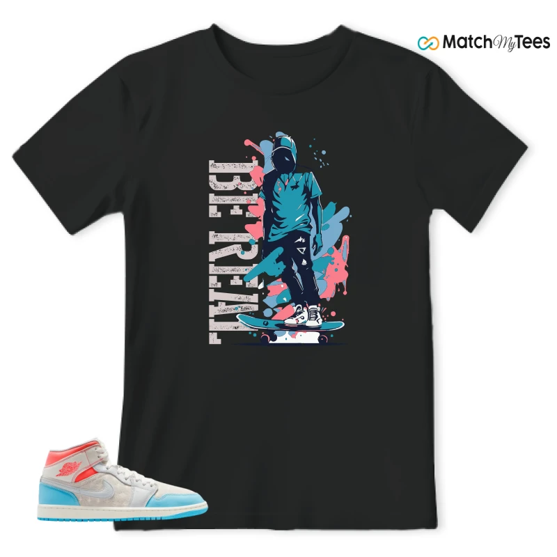 NIKE AIR JORDAN 1 MID SAIL HOT LAVA BLUE CHILL SNEAKER Matching Tees t-shirt
