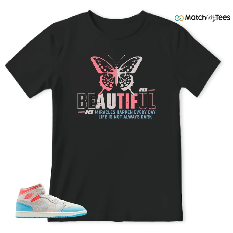 NIKE AIR JORDAN 1 MID SAIL HOT LAVA BLUE CHILL SNEAKER Matching Tees t-shirt