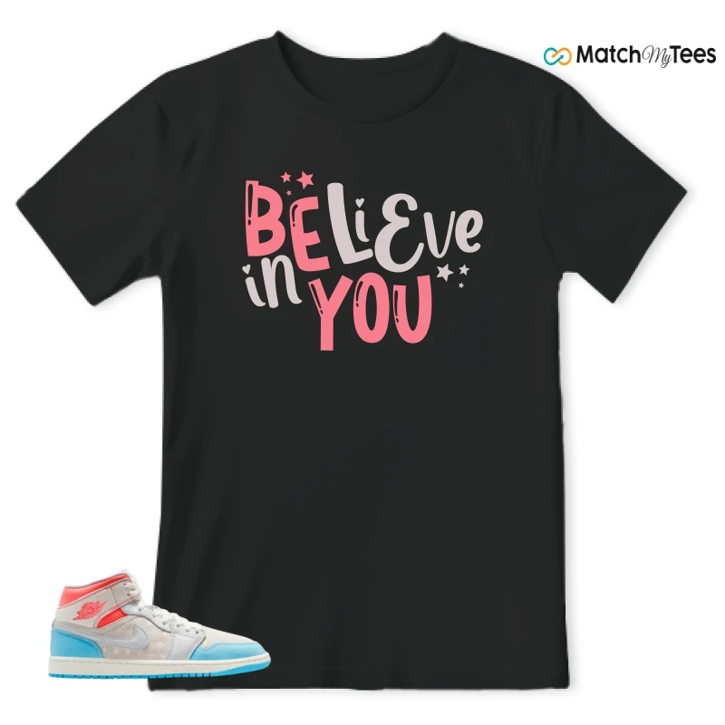 NIKE AIR JORDAN 1 MID SAIL HOT LAVA BLUE CHILL SNEAKER Matching Tees t-shirt