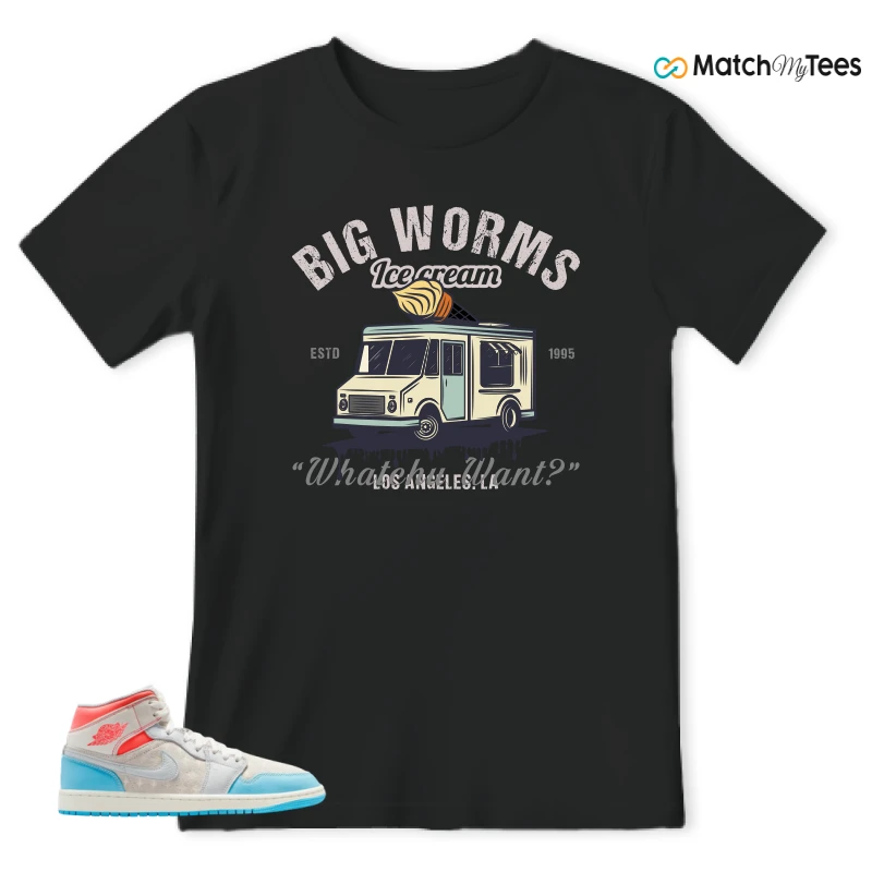 NIKE AIR JORDAN 1 MID SAIL HOT LAVA BLUE CHILL SNEAKER Matching Tees t-shirt