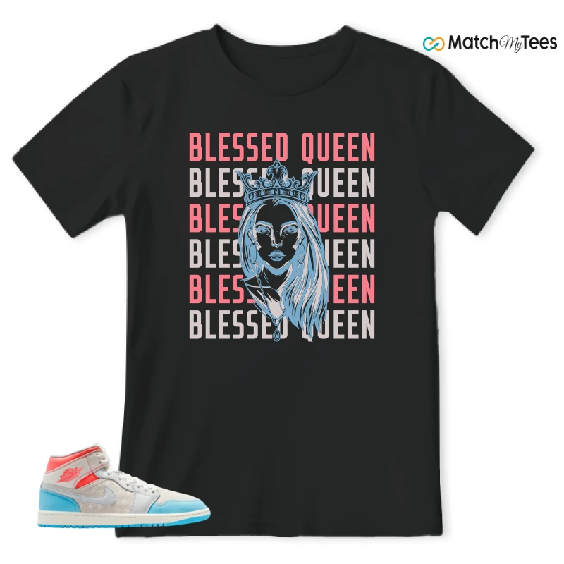 NIKE AIR JORDAN 1 MID SAIL HOT LAVA BLUE CHILL SNEAKER Matching Tees t-shirt
