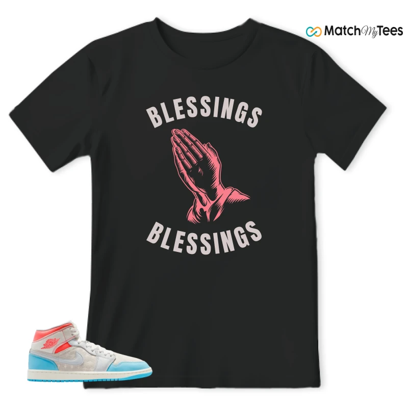 NIKE AIR JORDAN 1 MID SAIL HOT LAVA BLUE CHILL SNEAKER Matching Tees t-shirt