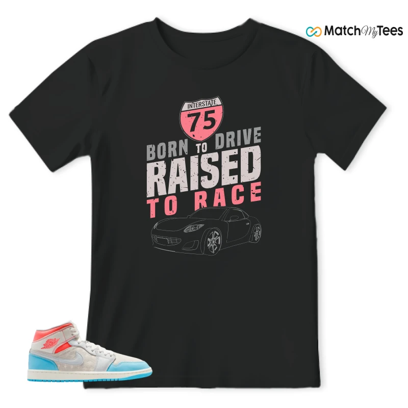 NIKE AIR JORDAN 1 MID SAIL HOT LAVA BLUE CHILL SNEAKER Matching Tees t-shirt