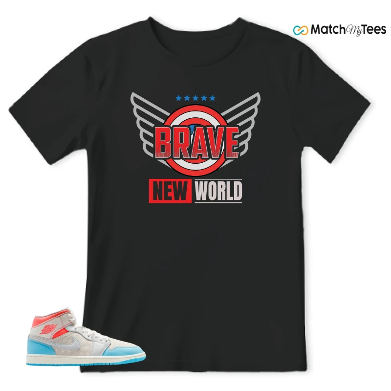 NIKE AIR JORDAN 1 MID SAIL HOT LAVA BLUE CHILL SNEAKER Matching Tees t-shirt