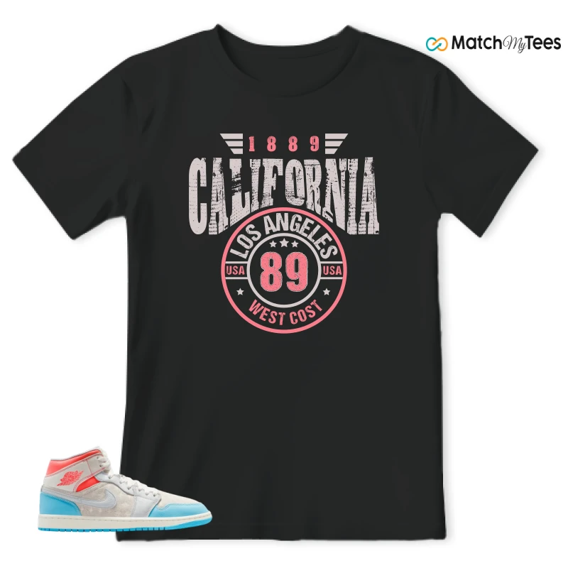 NIKE AIR JORDAN 1 MID SAIL HOT LAVA BLUE CHILL SNEAKER Matching Tees t-shirt