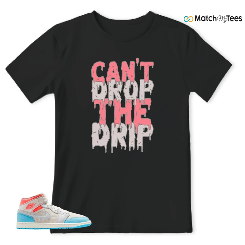 NIKE AIR JORDAN 1 MID SAIL HOT LAVA BLUE CHILL SNEAKER Matching Tees t-shirt