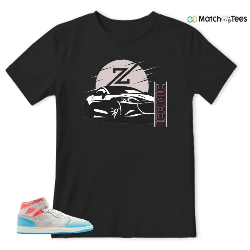 NIKE AIR JORDAN 1 MID SAIL HOT LAVA BLUE CHILL SNEAKER Matching Tees t-shirt