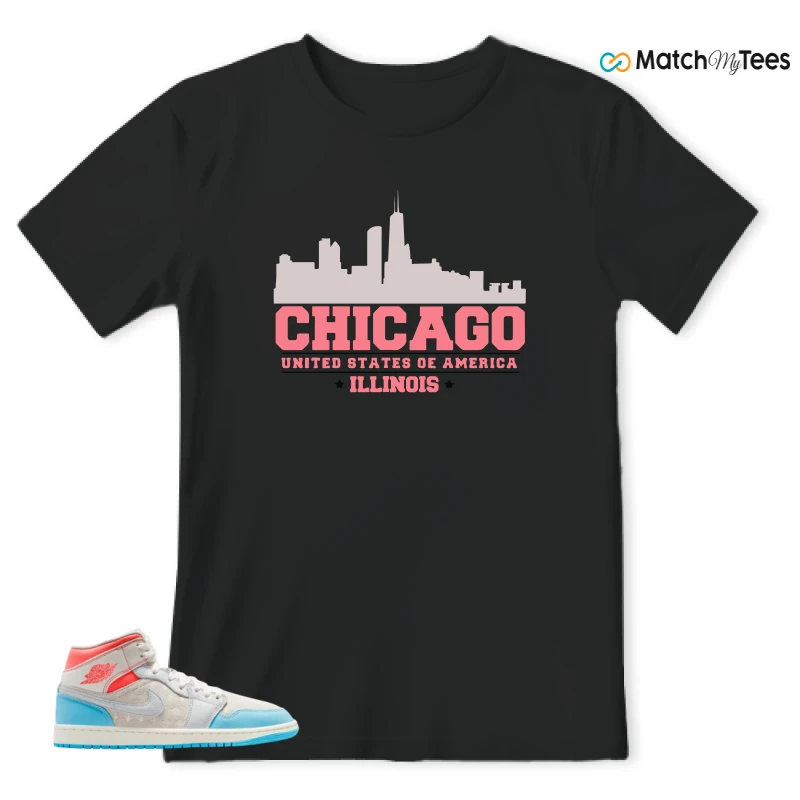 NIKE AIR JORDAN 1 MID SAIL HOT LAVA BLUE CHILL SNEAKER Matching Tees t-shirt