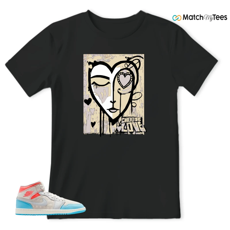 NIKE AIR JORDAN 1 MID SAIL HOT LAVA BLUE CHILL SNEAKER Matching Tees t-shirt