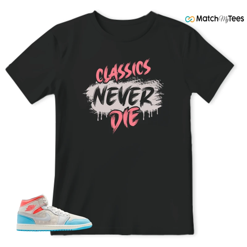 NIKE AIR JORDAN 1 MID SAIL HOT LAVA BLUE CHILL SNEAKER Matching Tees t-shirt