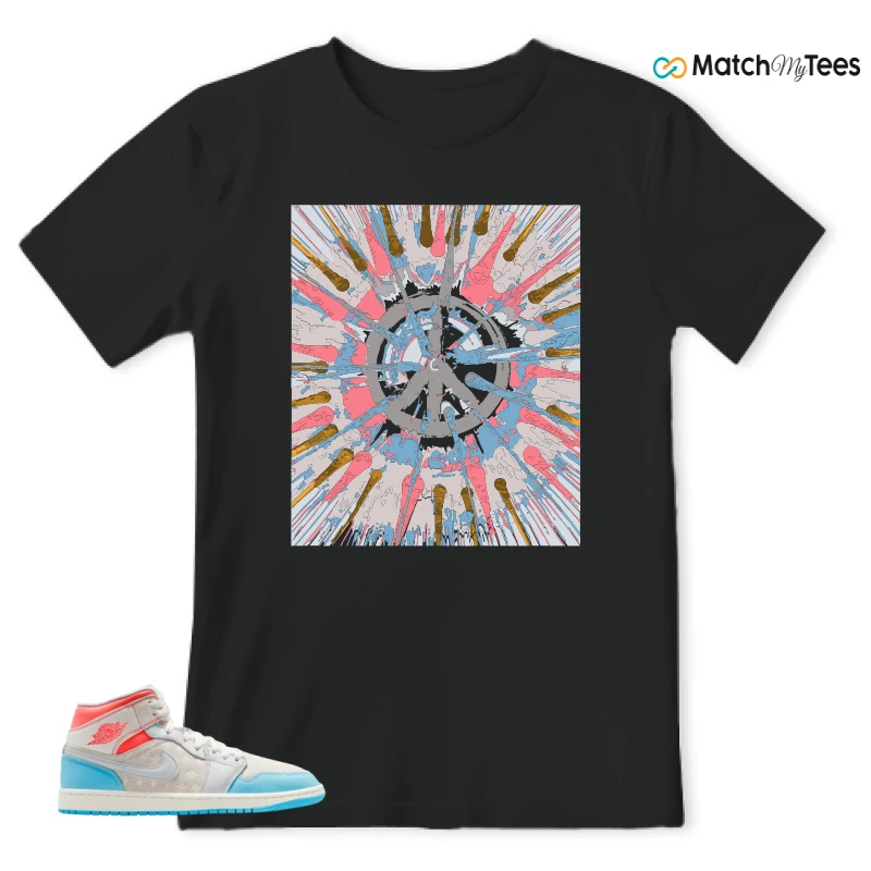 NIKE AIR JORDAN 1 MID SAIL HOT LAVA BLUE CHILL SNEAKER Matching Tees t-shirt