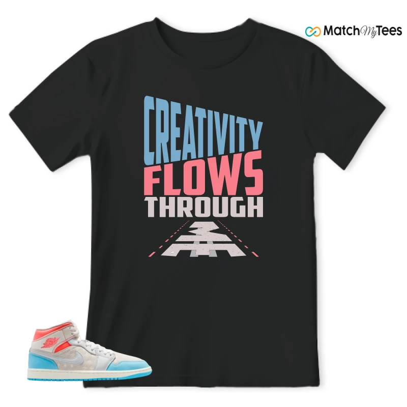 NIKE AIR JORDAN 1 MID SAIL HOT LAVA BLUE CHILL SNEAKER Matching Tees t-shirt
