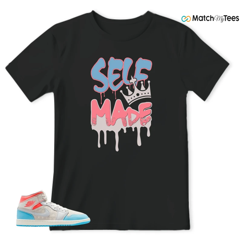 NIKE AIR JORDAN 1 MID SAIL HOT LAVA BLUE CHILL SNEAKER Matching Tees t-shirt