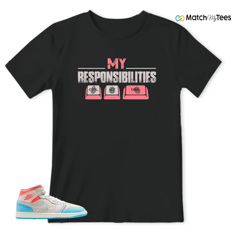 NIKE AIR JORDAN 1 MID SAIL HOT LAVA BLUE CHILL SNEAKER Matching Tees t-shirt
