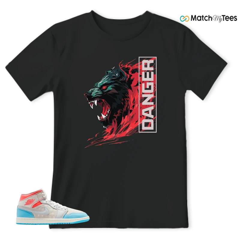 NIKE AIR JORDAN 1 MID SAIL HOT LAVA BLUE CHILL SNEAKER Matching Tees t-shirt