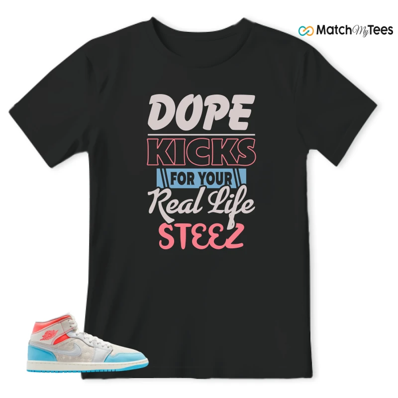 NIKE AIR JORDAN 1 MID SAIL HOT LAVA BLUE CHILL SNEAKER Matching Tees t-shirt