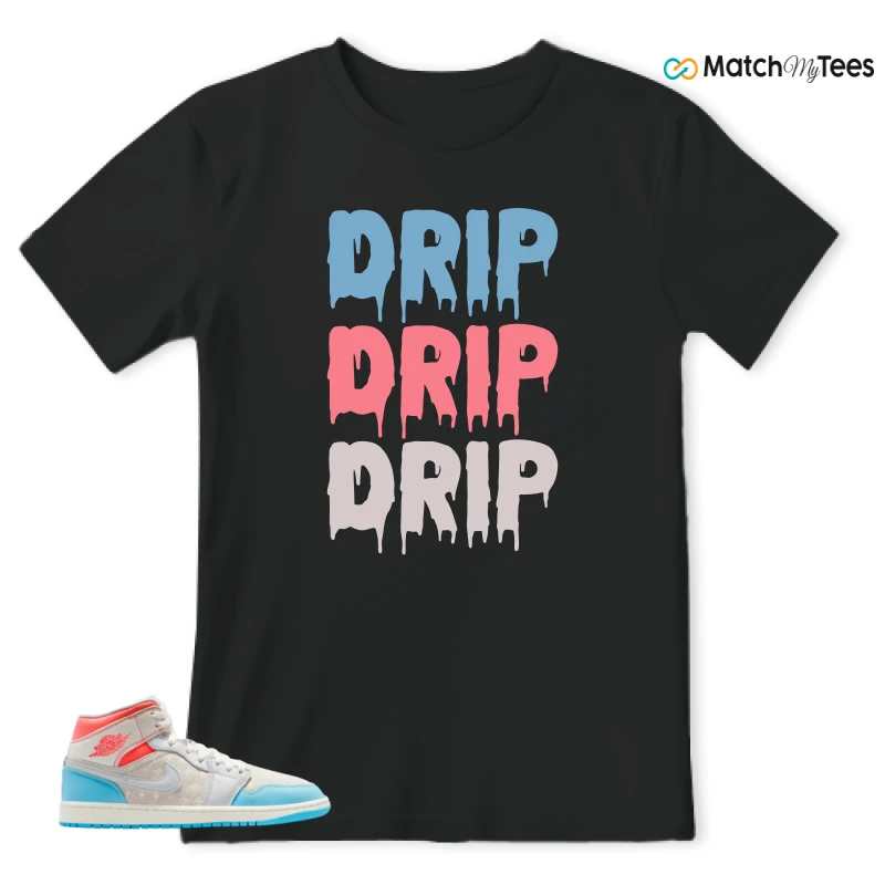 NIKE AIR JORDAN 1 MID SAIL HOT LAVA BLUE CHILL SNEAKER Matching Tees t-shirt
