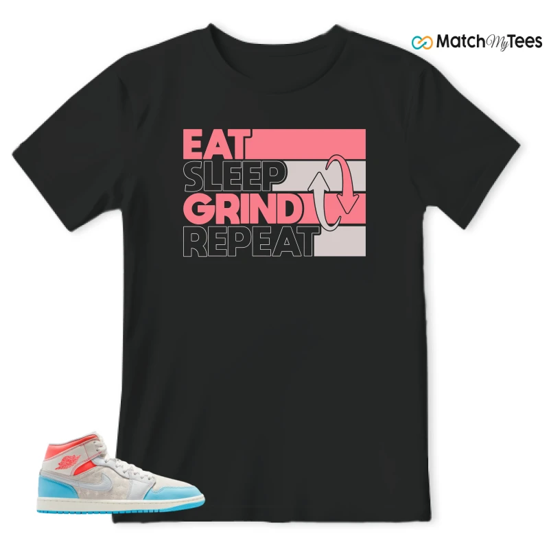 NIKE AIR JORDAN 1 MID SAIL HOT LAVA BLUE CHILL SNEAKER Matching Tees t-shirt