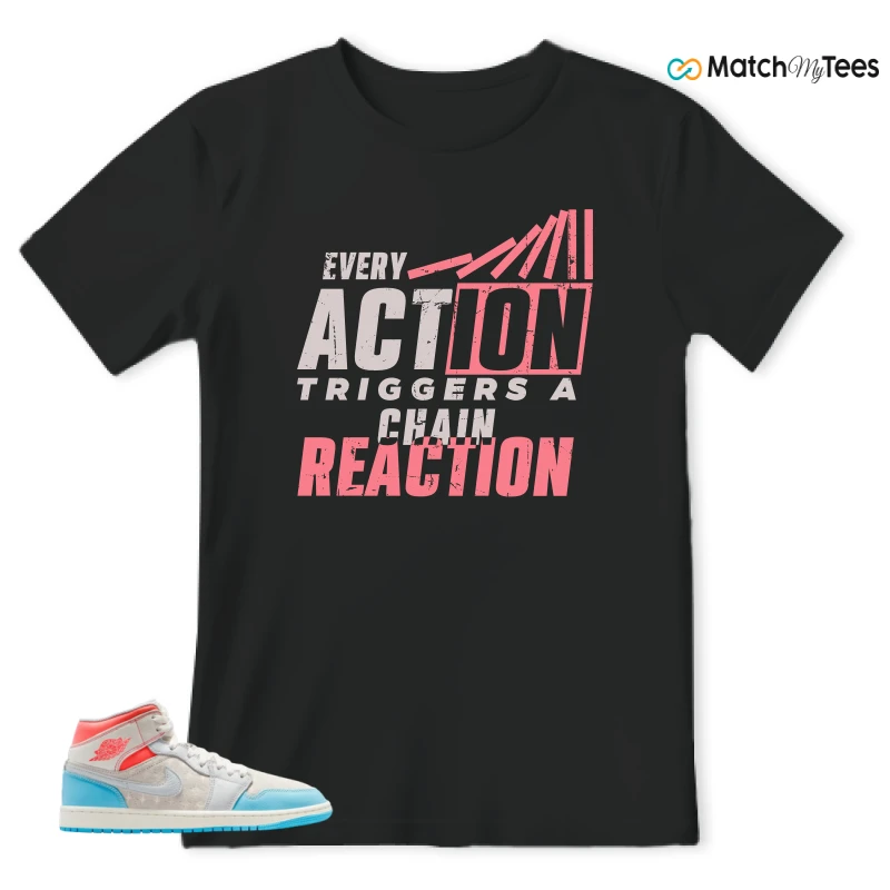NIKE AIR JORDAN 1 MID SAIL HOT LAVA BLUE CHILL SNEAKER Matching Tees t-shirt