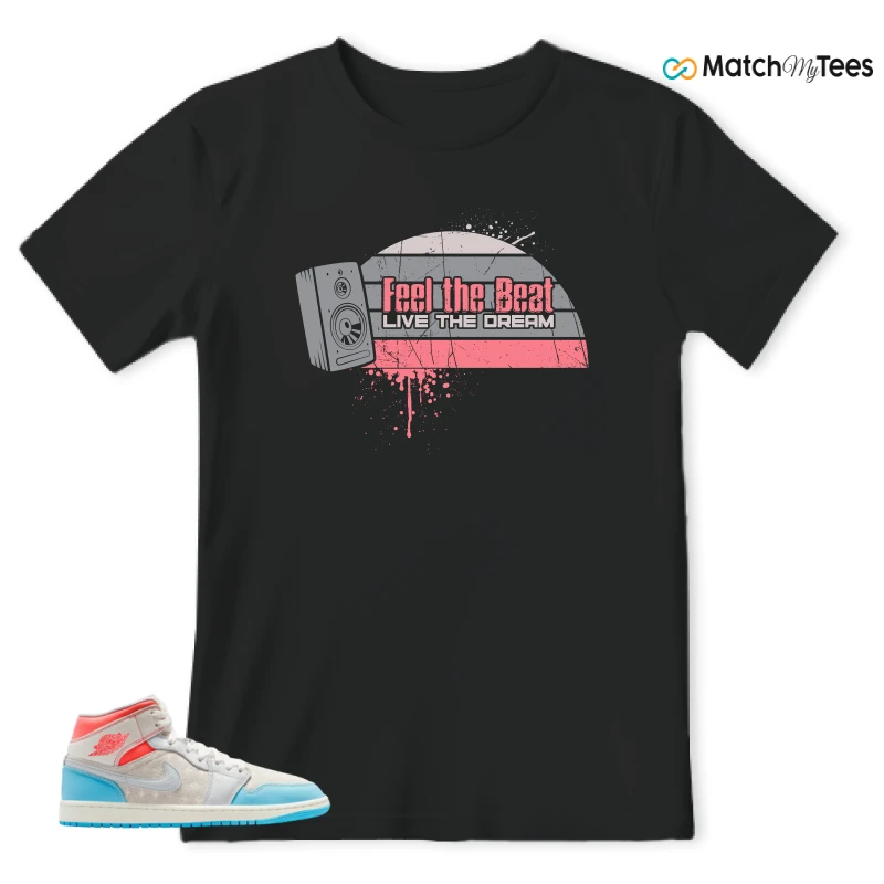 NIKE AIR JORDAN 1 MID SAIL HOT LAVA BLUE CHILL SNEAKER Matching Tees t-shirt