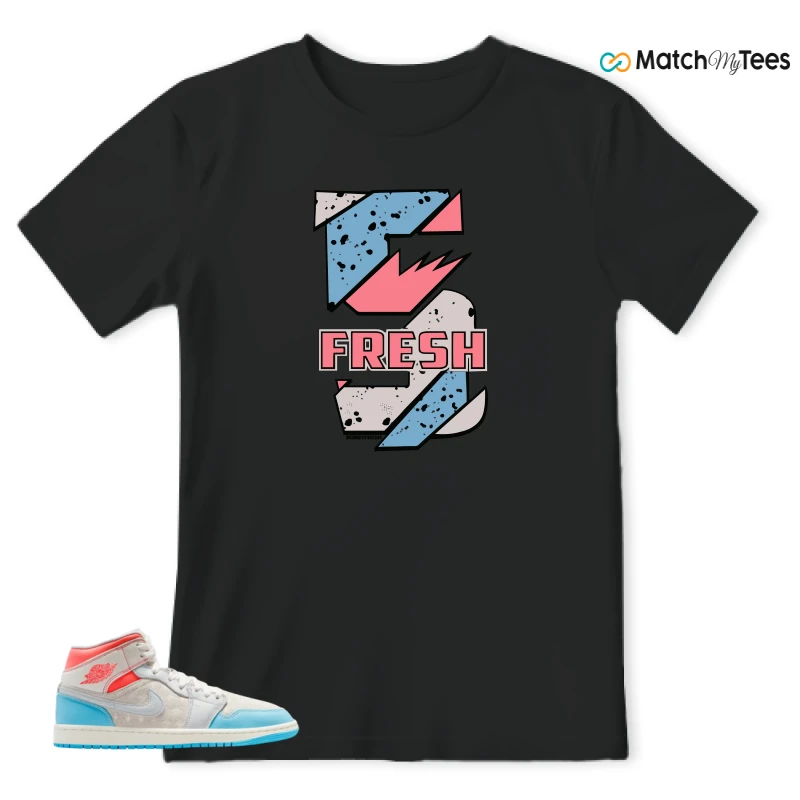 NIKE AIR JORDAN 1 MID SAIL HOT LAVA BLUE CHILL SNEAKER Matching Tees t-shirt