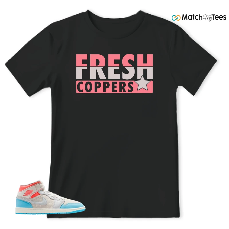 NIKE AIR JORDAN 1 MID SAIL HOT LAVA BLUE CHILL SNEAKER Matching Tees t-shirt