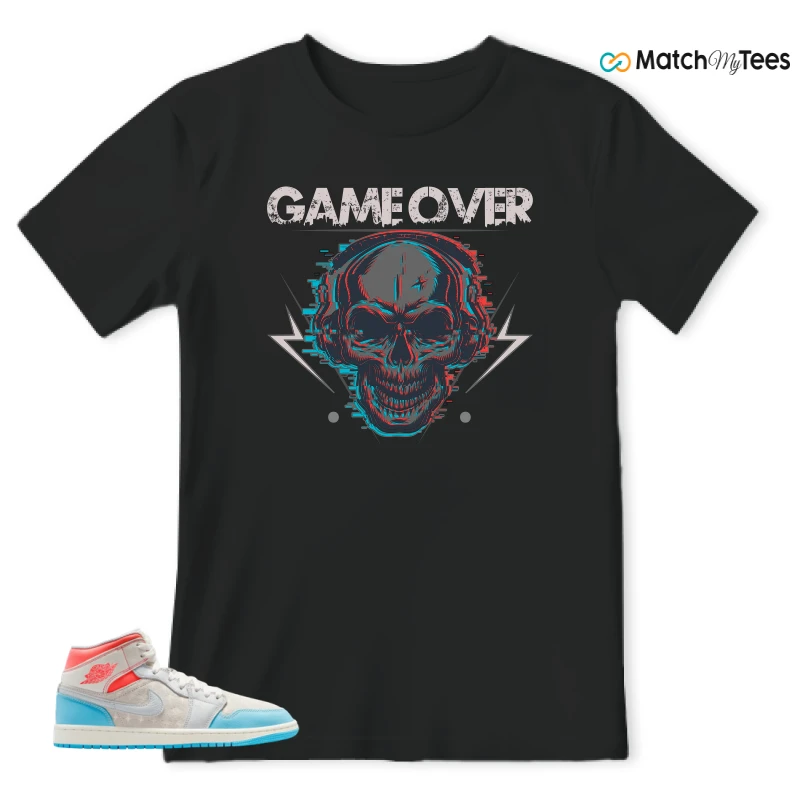 NIKE AIR JORDAN 1 MID SAIL HOT LAVA BLUE CHILL SNEAKER Matching Tees t-shirt