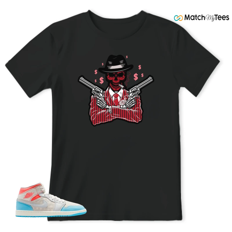 NIKE AIR JORDAN 1 MID SAIL HOT LAVA BLUE CHILL SNEAKER Matching Tees t-shirt