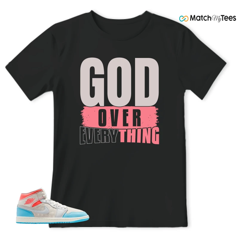 NIKE AIR JORDAN 1 MID SAIL HOT LAVA BLUE CHILL SNEAKER Matching Tees t-shirt