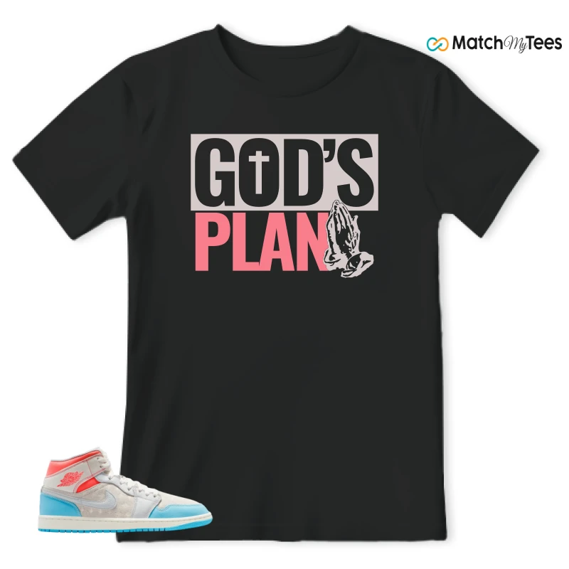 NIKE AIR JORDAN 1 MID SAIL HOT LAVA BLUE CHILL SNEAKER/SAIL/HOT LAVA/MUSLIN/BLUE CHILL matching T-shirt