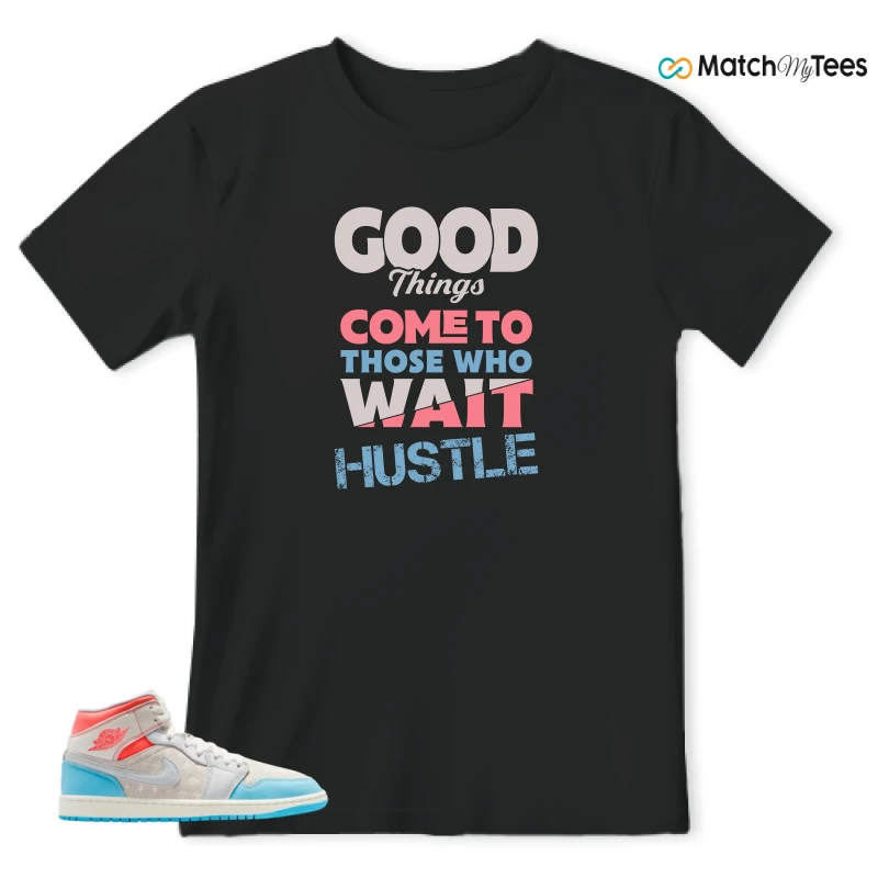 NIKE AIR JORDAN 1 MID SAIL HOT LAVA BLUE CHILL SNEAKER Matching Tees t-shirt