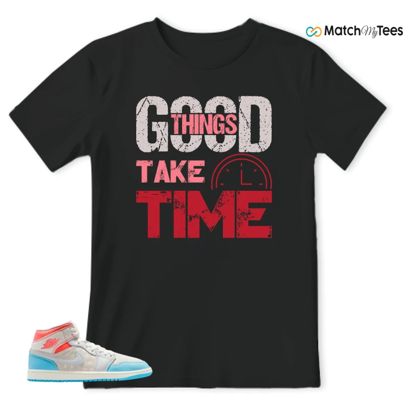 NIKE AIR JORDAN 1 MID SAIL HOT LAVA BLUE CHILL SNEAKER Matching Tees t-shirt
