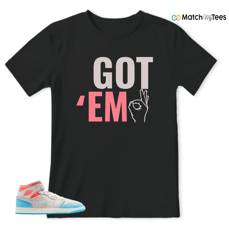NIKE AIR JORDAN 1 MID SAIL HOT LAVA BLUE CHILL SNEAKER Matching Tees t-shirt