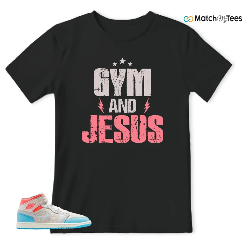 NIKE AIR JORDAN 1 MID SAIL HOT LAVA BLUE CHILL SNEAKER Matching Tees t-shirt