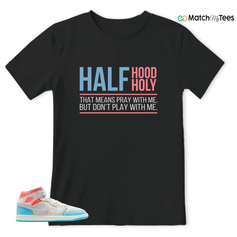NIKE AIR JORDAN 1 MID SAIL HOT LAVA BLUE CHILL SNEAKER Matching Tees t-shirt