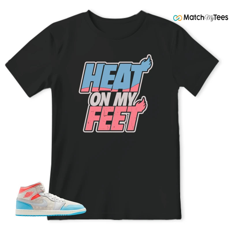 NIKE AIR JORDAN 1 MID SAIL HOT LAVA BLUE CHILL SNEAKER Matching Tees t-shirt