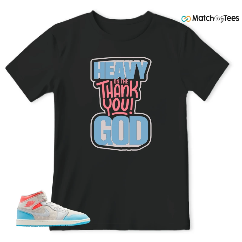 NIKE AIR JORDAN 1 MID SAIL HOT LAVA BLUE CHILL SNEAKER Matching Tees t-shirt