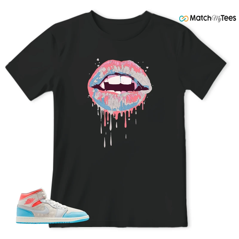 NIKE AIR JORDAN 1 MID SAIL HOT LAVA BLUE CHILL SNEAKER Matching Tees t-shirt