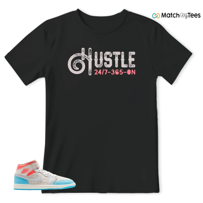 NIKE AIR JORDAN 1 MID SAIL HOT LAVA BLUE CHILL SNEAKER Matching Tees t-shirt