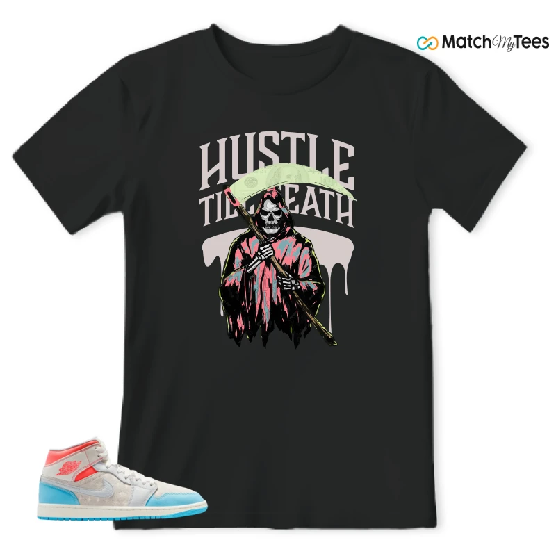 NIKE AIR JORDAN 1 MID SAIL HOT LAVA BLUE CHILL SNEAKER Matching Tees t-shirt