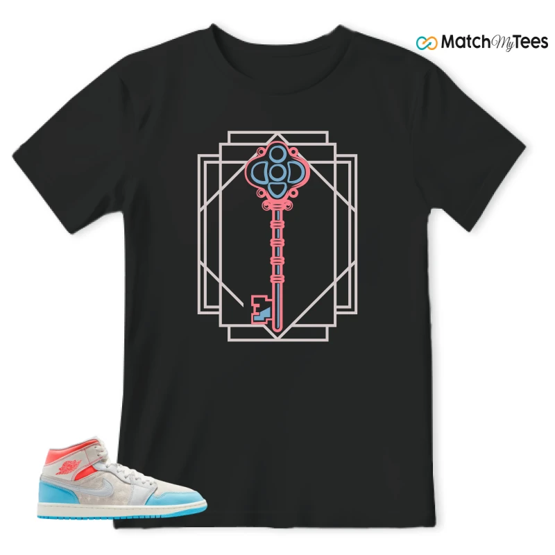 NIKE AIR JORDAN 1 MID SAIL HOT LAVA BLUE CHILL SNEAKER Matching Tees t-shirt
