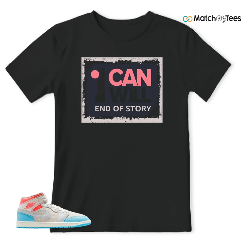 NIKE AIR JORDAN 1 MID SAIL HOT LAVA BLUE CHILL SNEAKER Matching Tees t-shirt