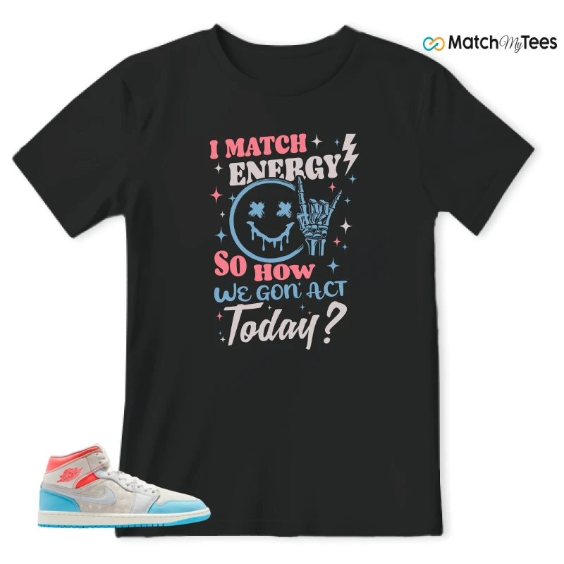 NIKE AIR JORDAN 1 MID SAIL HOT LAVA BLUE CHILL SNEAKER Matching Tees t-shirt