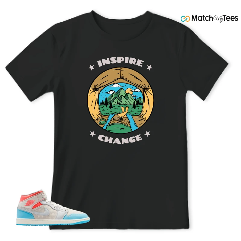 NIKE AIR JORDAN 1 MID SAIL HOT LAVA BLUE CHILL SNEAKER Matching Tees t-shirt