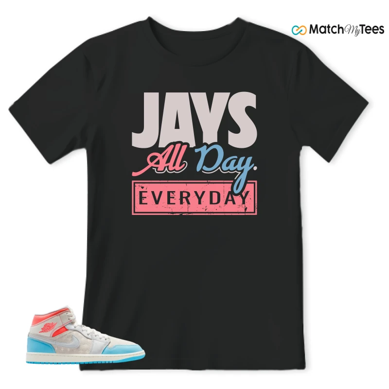 NIKE AIR JORDAN 1 MID SAIL HOT LAVA BLUE CHILL SNEAKER Matching Tees t-shirt