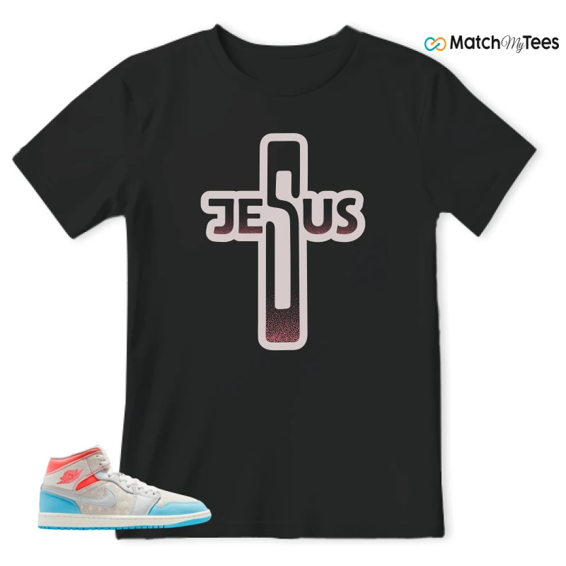 NIKE AIR JORDAN 1 MID SAIL HOT LAVA BLUE CHILL SNEAKER Matching Tees t-shirt