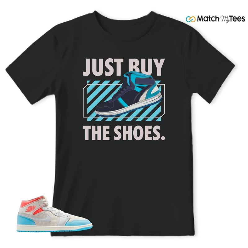 NIKE AIR JORDAN 1 MID SAIL HOT LAVA BLUE CHILL SNEAKER Matching Tees t-shirt