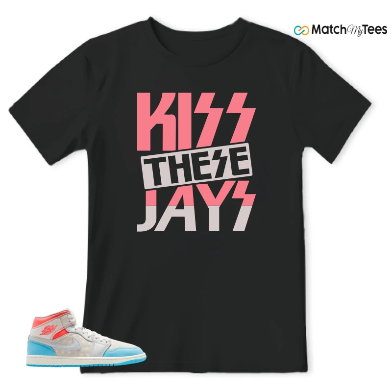 NIKE AIR JORDAN 1 MID SAIL HOT LAVA BLUE CHILL SNEAKER Matching Tees t-shirt